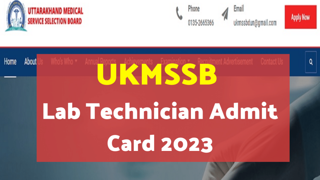 UKMSSB lab technician admit card 2023
