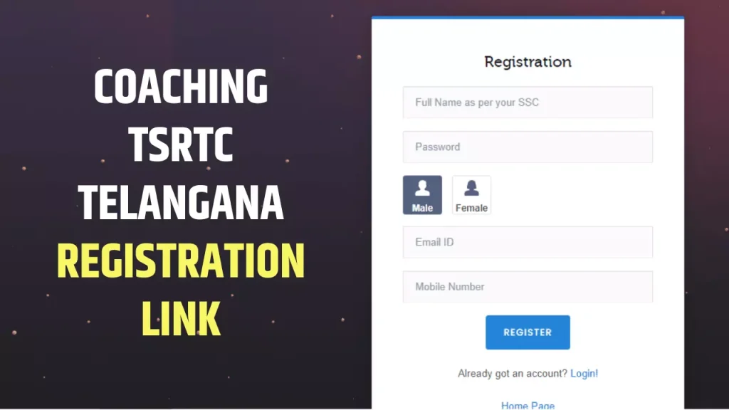 TSRTC Coaching Telangana Registration Link